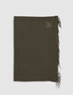 Women's khaki stole with herringbone embroidery-2