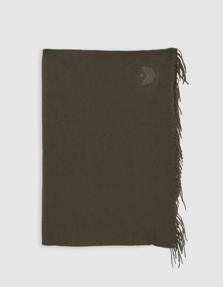 Women's khaki stole with herringbone embroidery-2