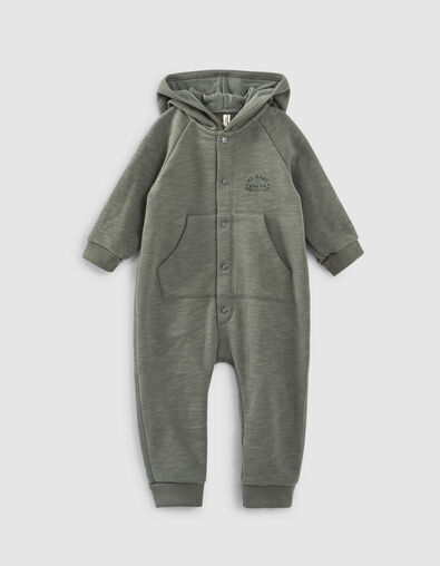 Lichtkaki jumpsuit met kap biosweatstof baby’s - IKKS