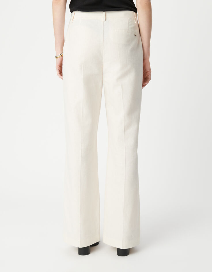 Pantalones de traje de lino y algodón color crudo para Mujer-3