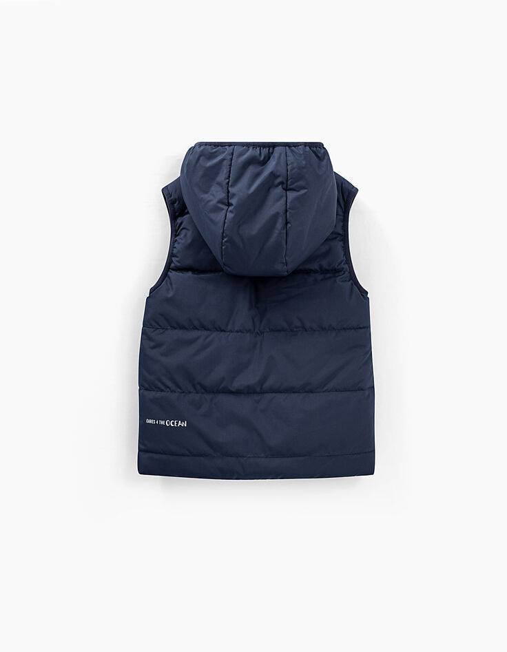 Doudoune réversible navy et beige sans manches garçon -6