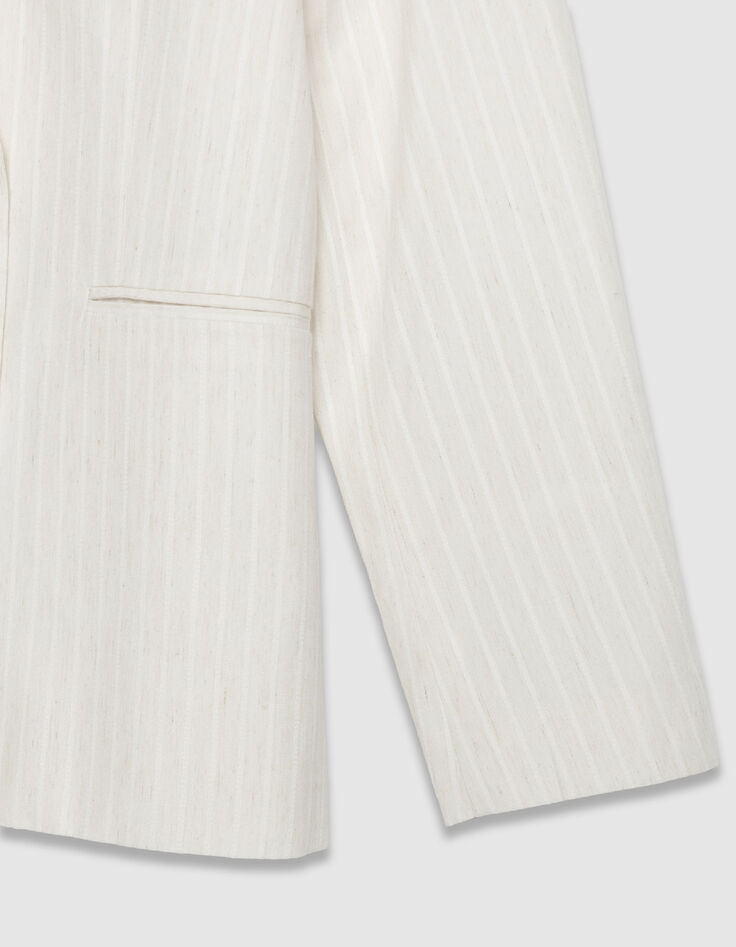 Dames colbert met breed wit motief in krijtstreepmotief-8