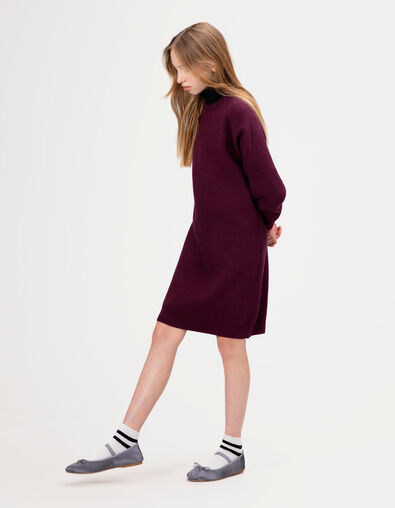 Girls’ burgundy knit sweater dress - IKKS