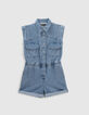 M&auml;dchenkurzoverall aus blauem Jeansstoff-1
