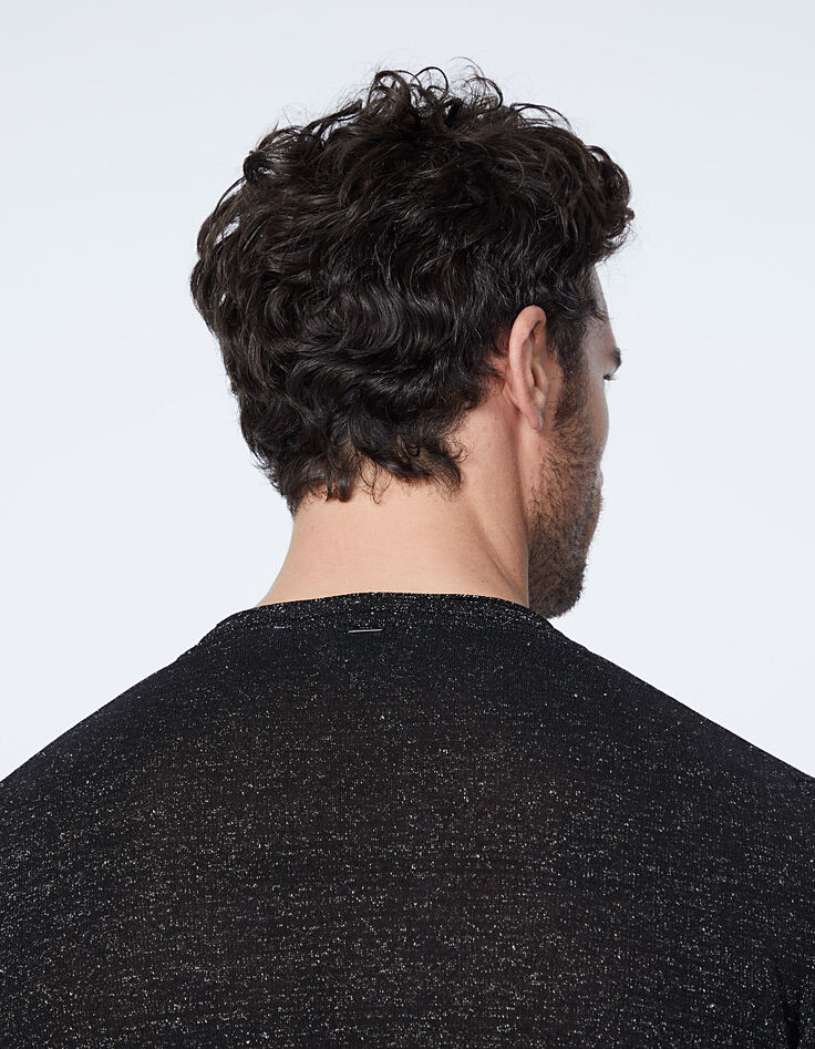 Men's black nep knit sweater-5