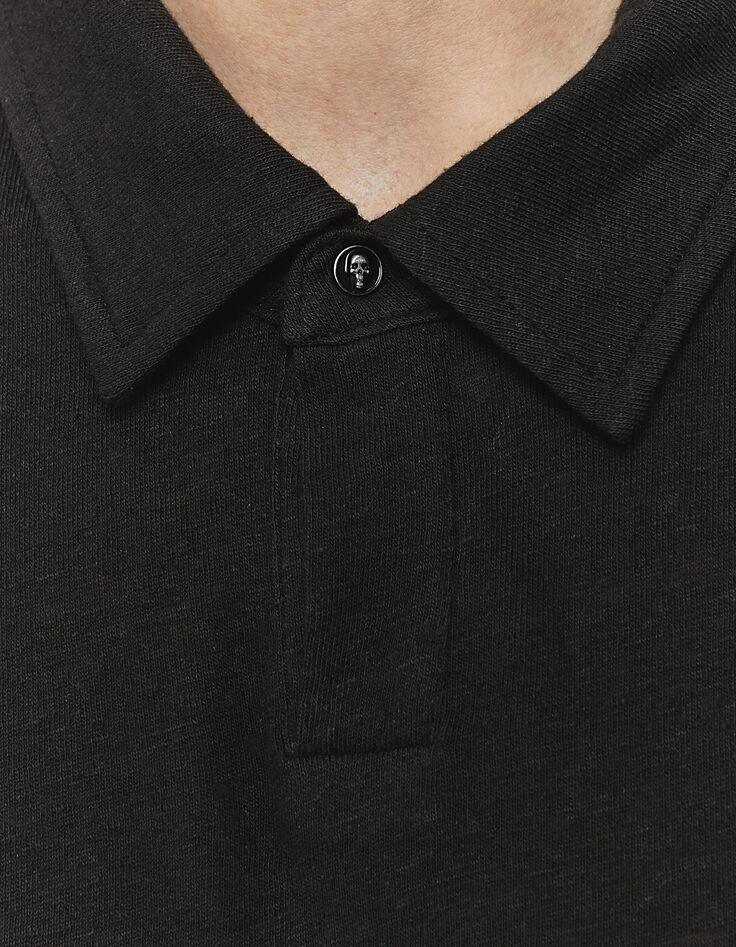 Schwarzes Herren-Poloshirt aus zertifiziertem Leinen-4 Schwarzes Herren-Poloshirt aus zertifiziertem Leinen-4
