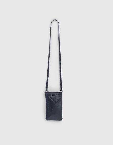 Girls’ black and Sherpa mixed fabric phone bag