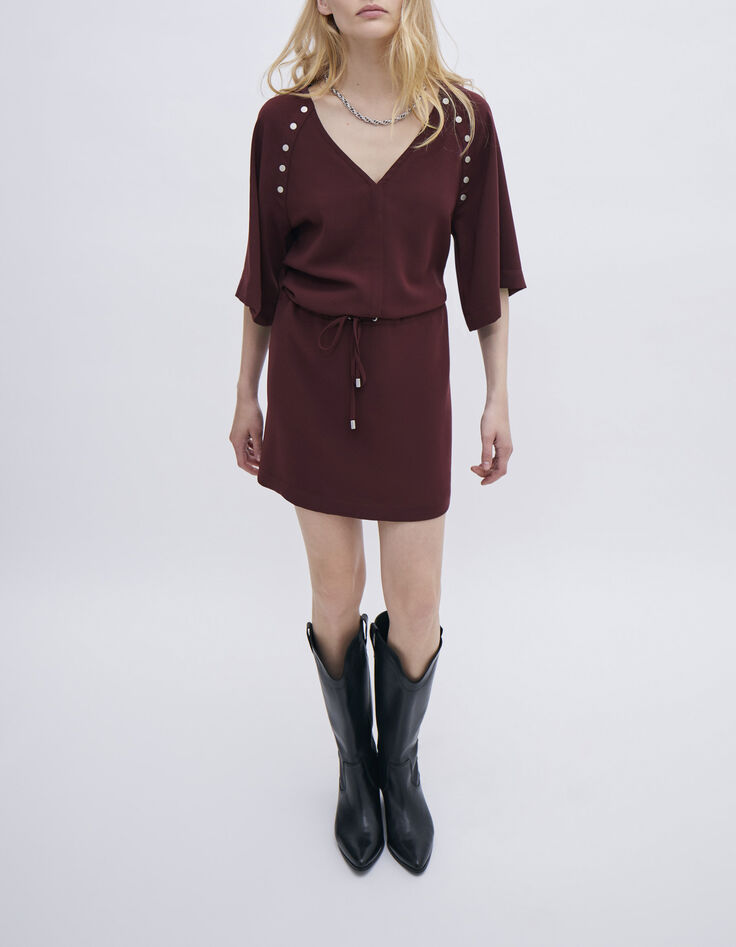 Women’s garnet dress with press stud decor-7