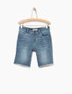 Bermuda en jean faded blue bas frangés fille -1