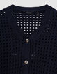 Cardigan marine coton bio tricot ajouré fille-3