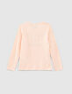 Camiseta rosa palo con mensaje niña-3