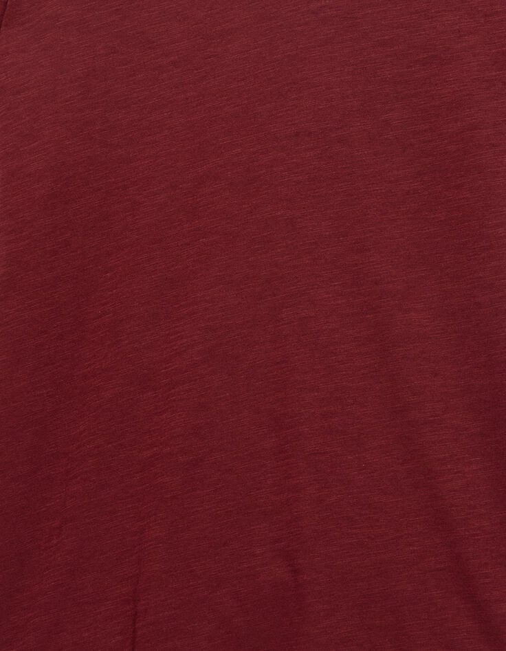 T-shirt encolure V bordeaux coton bio flammé Homme-6 T-shirt encolure V bordeaux coton bio flammé Homme-6