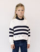 Pull marinière coton bio tricot éclair strass fille-2
