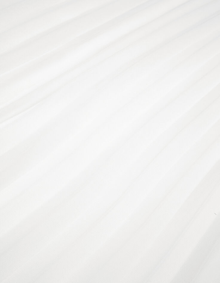 White pleated voile double-sleeved dress for girl-4