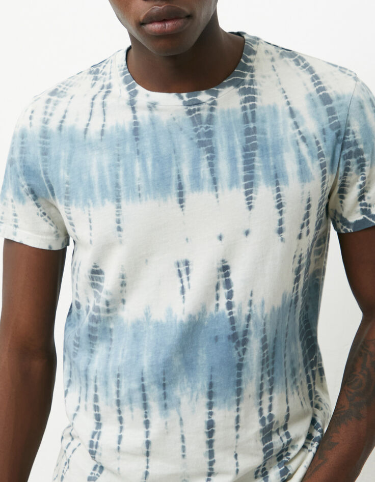 Men's aqua tie-dye print T-shirt-5