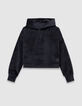Grijze hoodie velourstricot meisjes-1