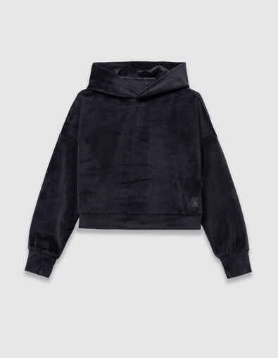 Grijze hoodie velourstricot meisjes - IKKS
