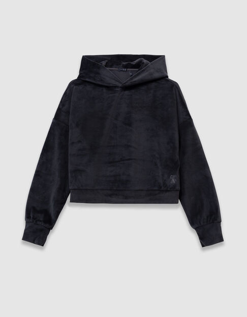 Grijze hoodie velourstricot meisjes - IKKS