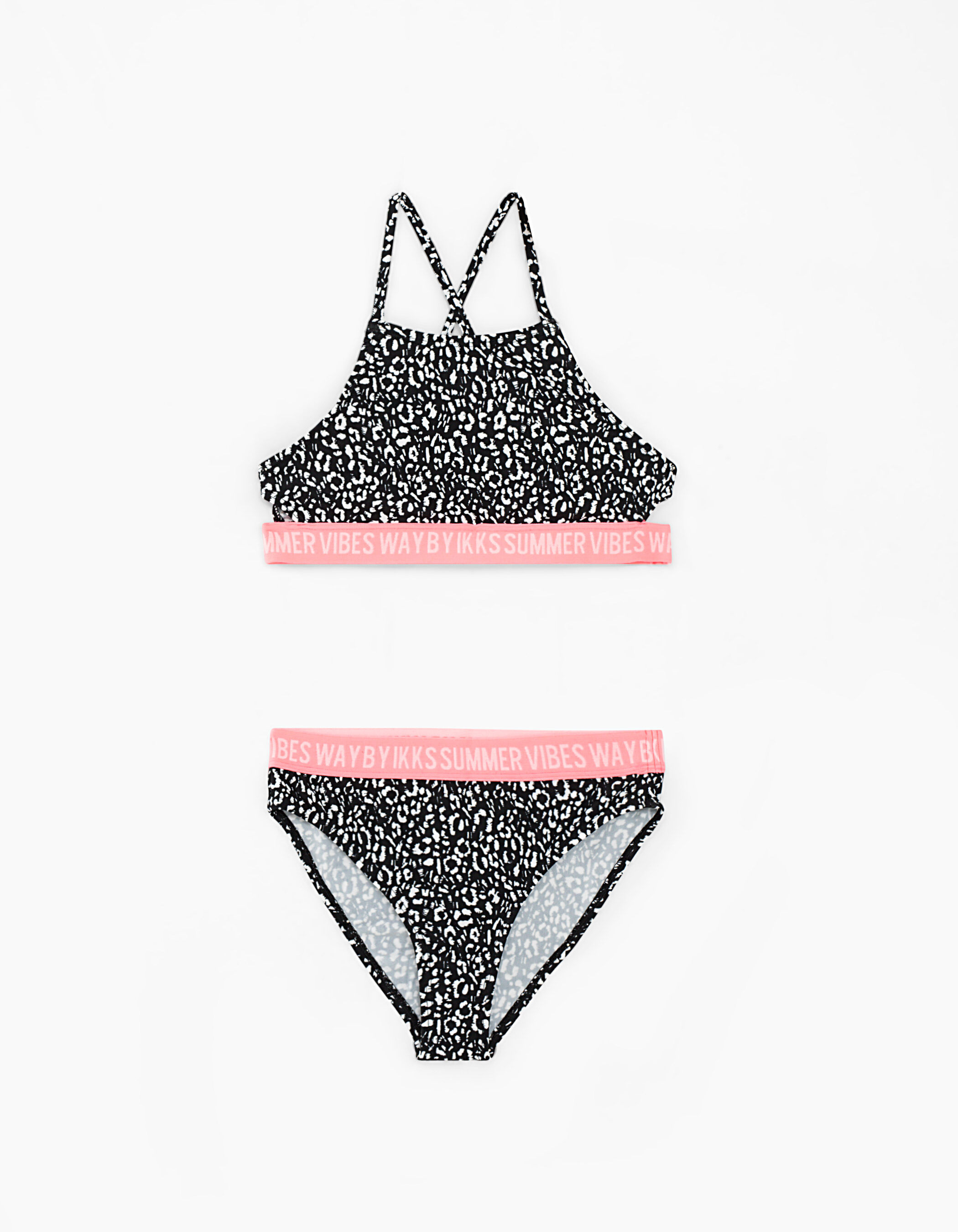 Girls leopard and neon 2 piece swimsuit IKKS