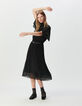 Vestido negro gasa plisada largo midi mujer-5 Vestido negro gasa plisada largo midi mujer-5
