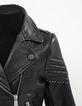 Schwarze Lederjacke 1440 Leather Story mit Steppnähten-5