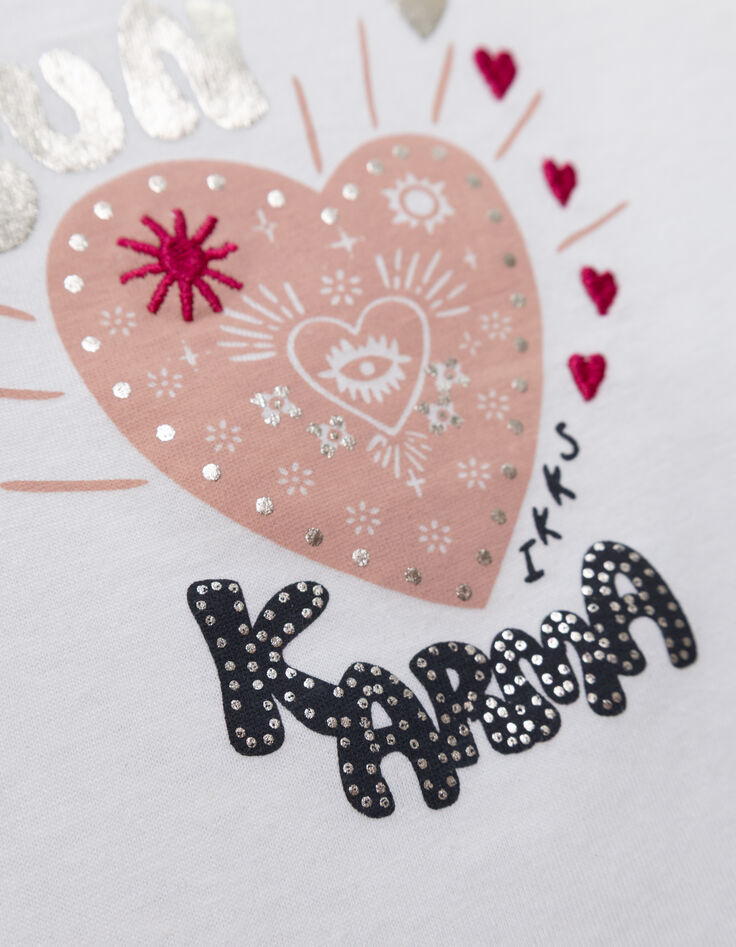 White organic cotton T-shirt with message for girl-7