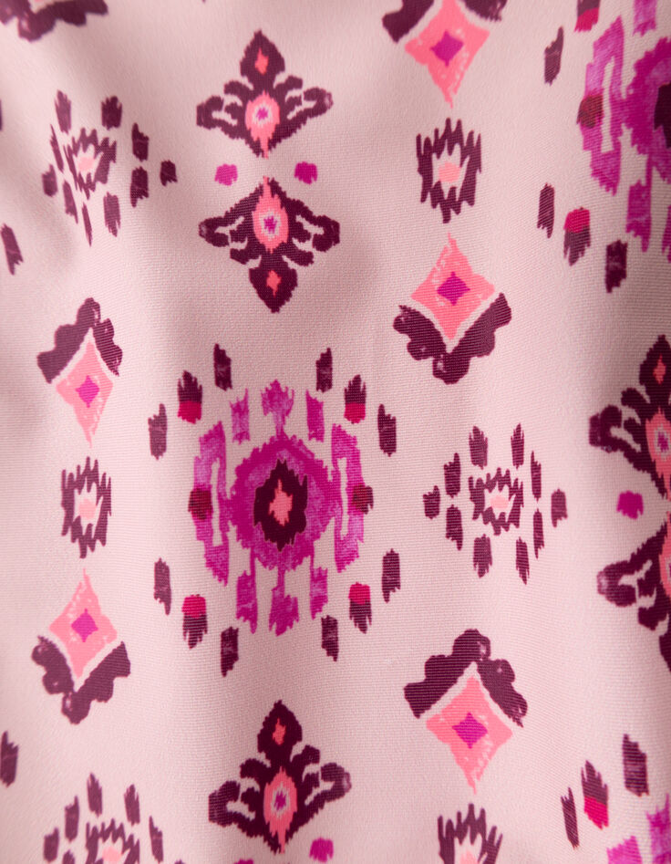 Maillot de bain 1 pièce rose imprimé ethnique fille-7