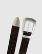 Ceinture large marron cuir embossé effet python Femme-5 Ceinture large marron cuir embossé effet python Femme-5