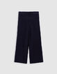 Fancy knitted navy pants relief girl-5