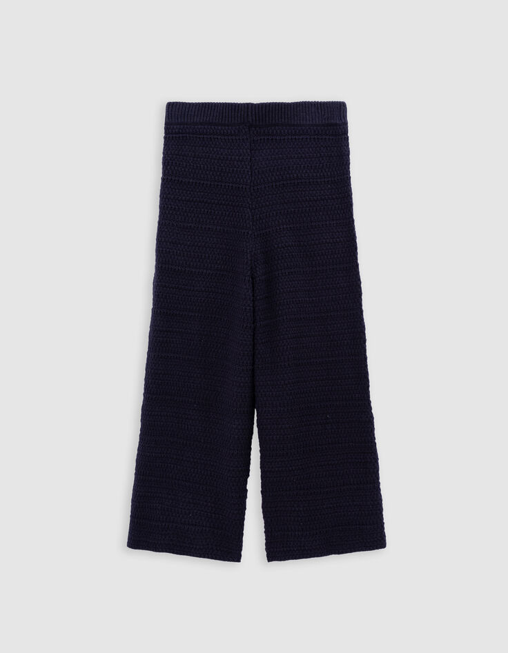Fancy knitted navy pants relief girl-5