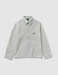 Boy's green striped pattern shirt-1