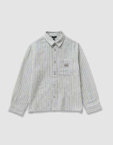 Boy's green striped pattern shirt - IKKS