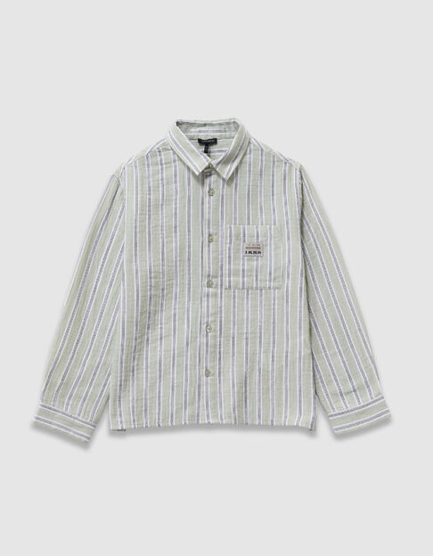 Boy's green striped pattern shirt - IKKS