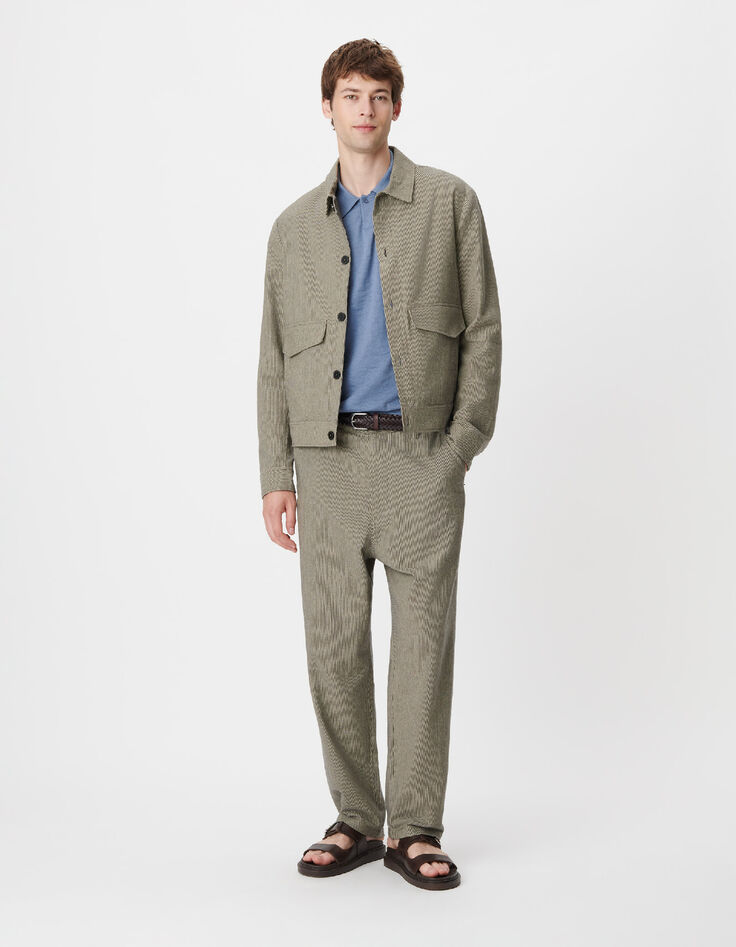 Pantalon battle gris motif rayures Homme-1