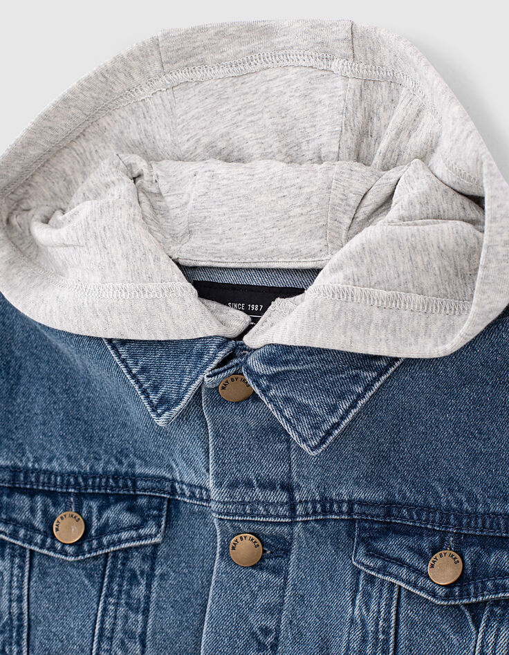 Chaqueta vaquera stone blue ecológico capucha felpa niño -4