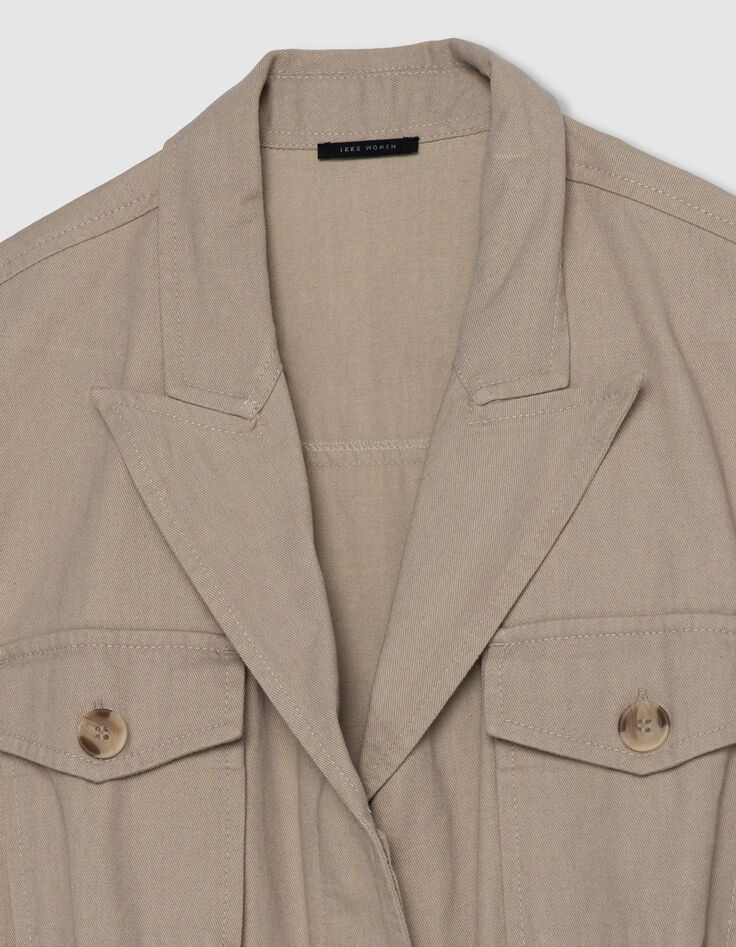 Women's long beige sleeveless safari dress-2