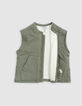 Embroidered khaki jacket with removable sleeves for girls-7