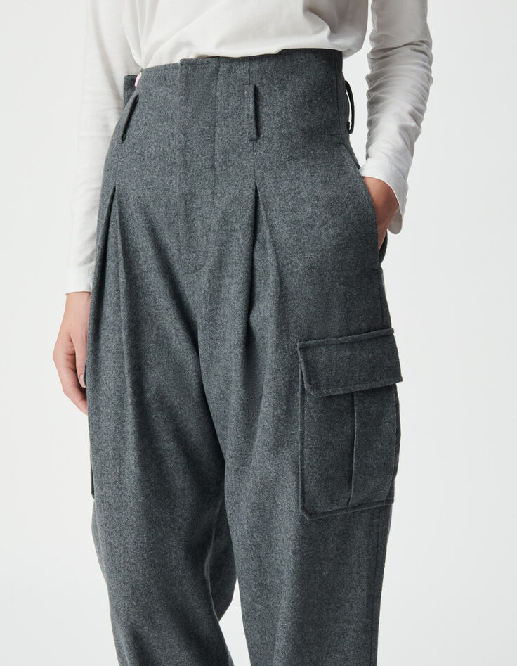 Graue Damencargohose Flanell-6