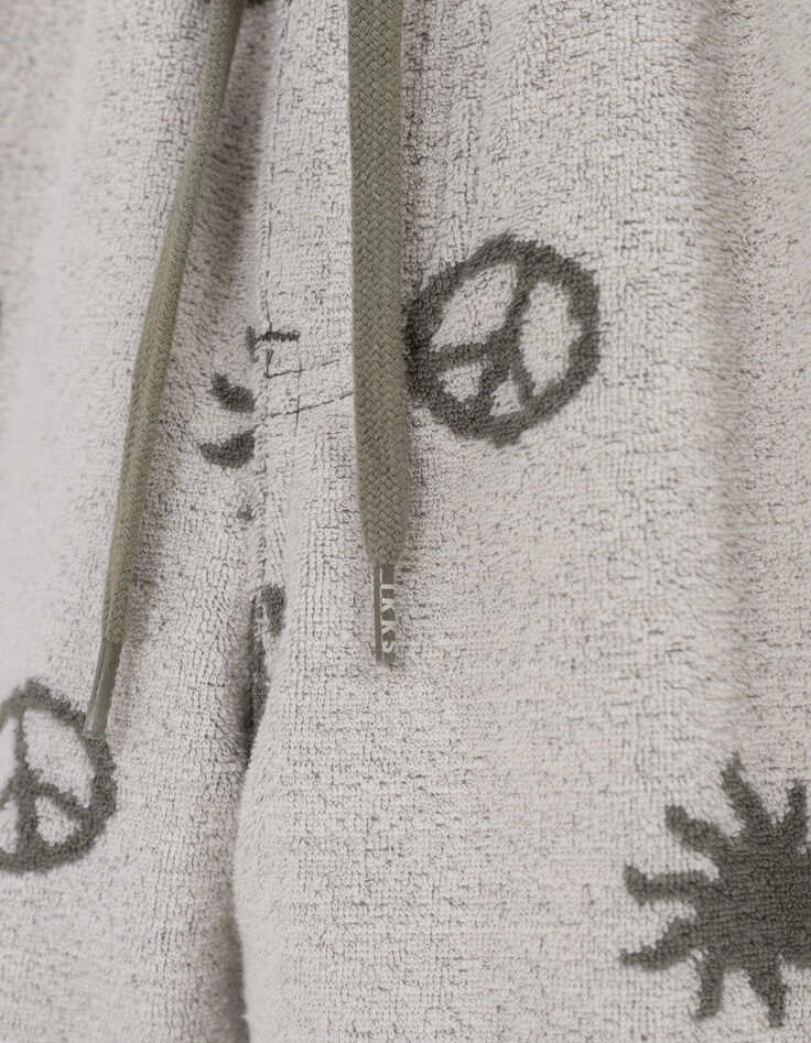 Khaki Jungenbermudas, Frottee, Peace-and-Love-Motive-6