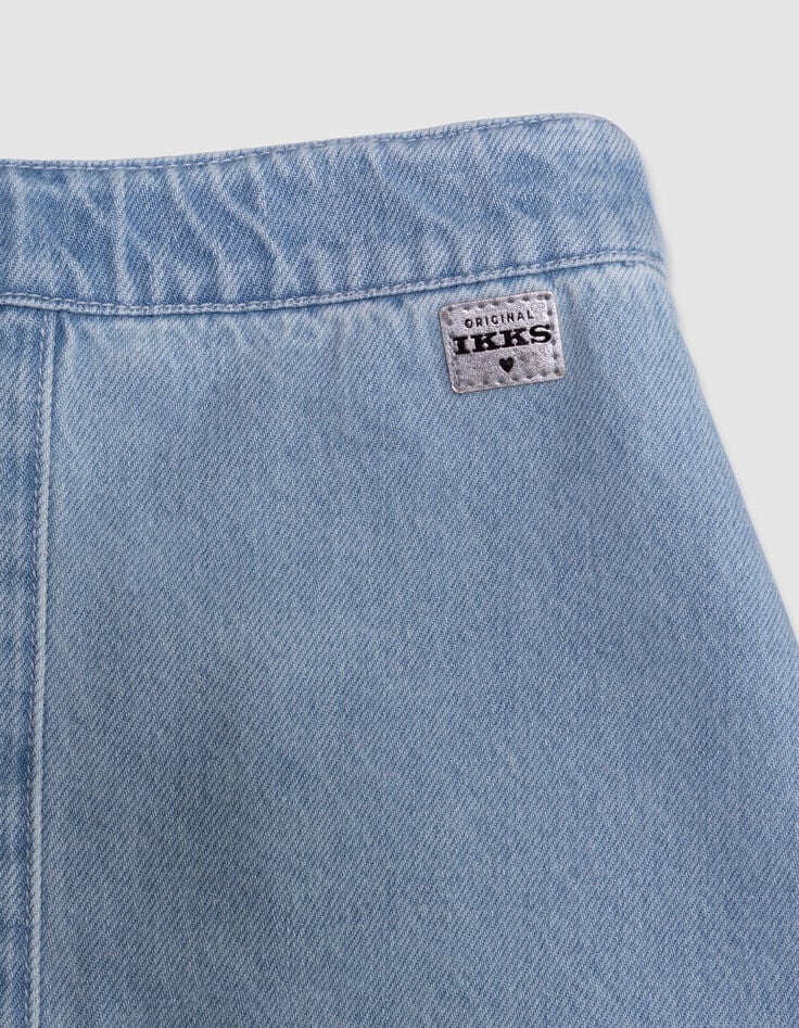 Korte blauwe spijkerrok meisje-5