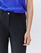 Women's navy slim 7/8 suit trousers with side bands-4