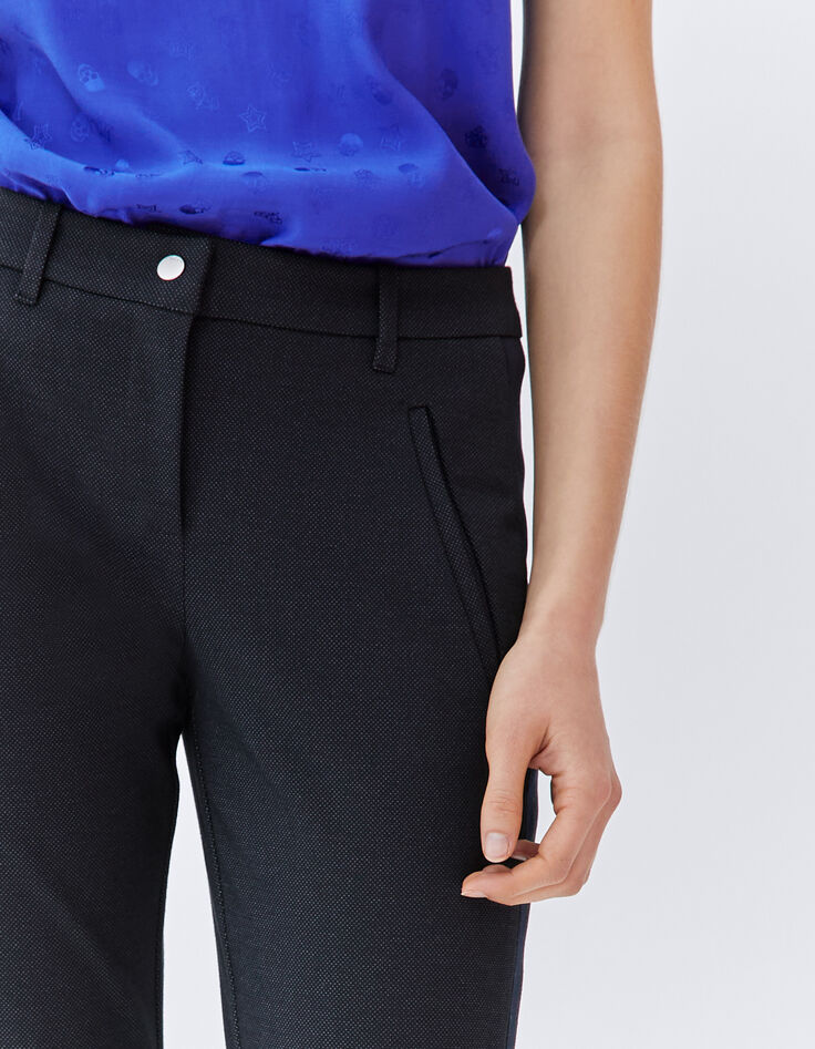 Women's navy slim 7/8 suit trousers with side bands-4