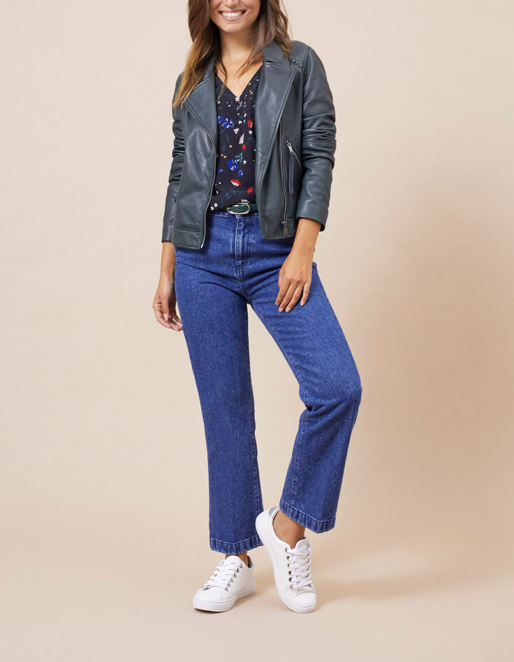 I.Code black blouse with multicolour flower print-5