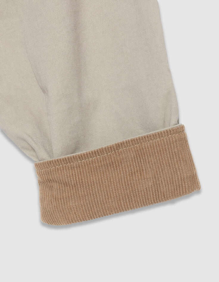 Women's oversized beige jacket with velour details-4