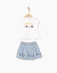 Set wit T-shirt en blauwe rok voor babymeisjes-1