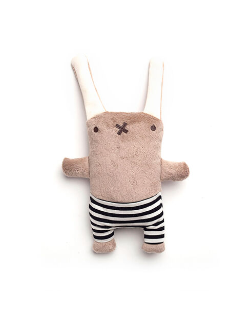 RAPLAPLA Small plush rabbit with striped leggings