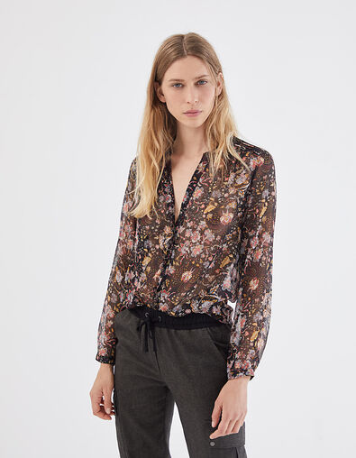 Damenvoilebluse mit Metallic-Blumenprint - IKKS