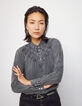 Graue Damenbluse aus Tencel&trade; mit Washed-Optik und Kragen-1