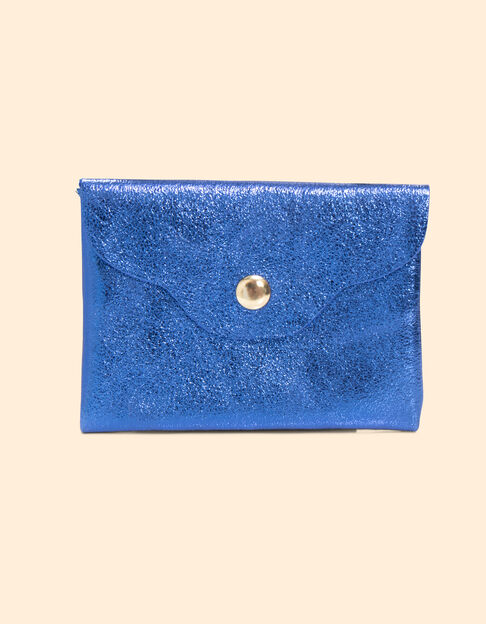 Mini pochette bleue cuir irisé I.Code