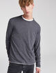 Men’s charcoal grey and white 2-in-1 T-shirt-1